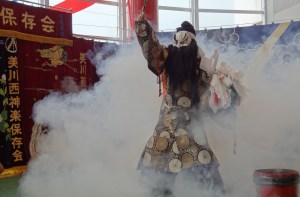 Susanoo as portrayed in the Kagura (sacred dance) "Orochi" (Picture courtesy of Wikipedia)